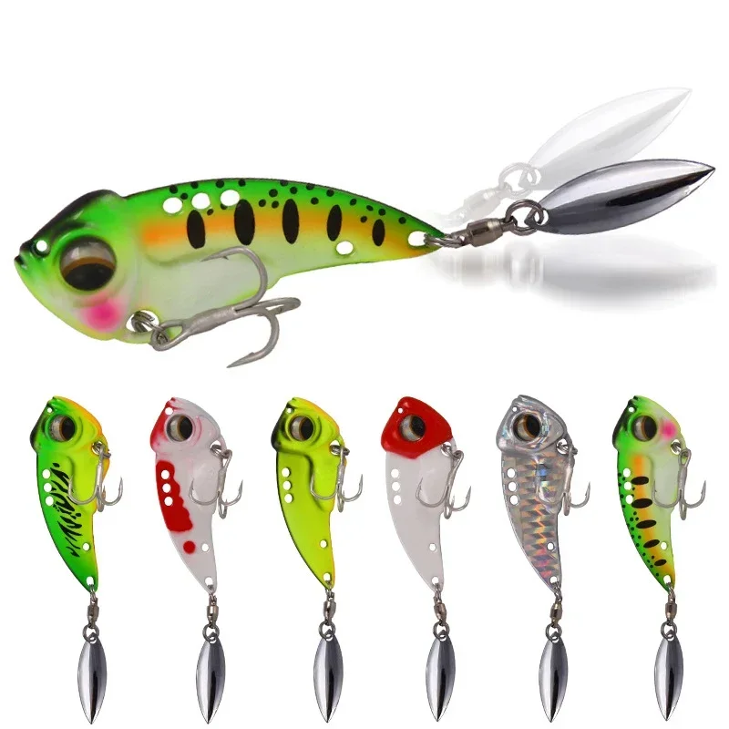 Rotating Sequins Bait Willow Leaf  Metal 8.5g12.5g17g 3d Eyes Artificial Lures For Bass Pike Perch Fishing Vibration Rotator