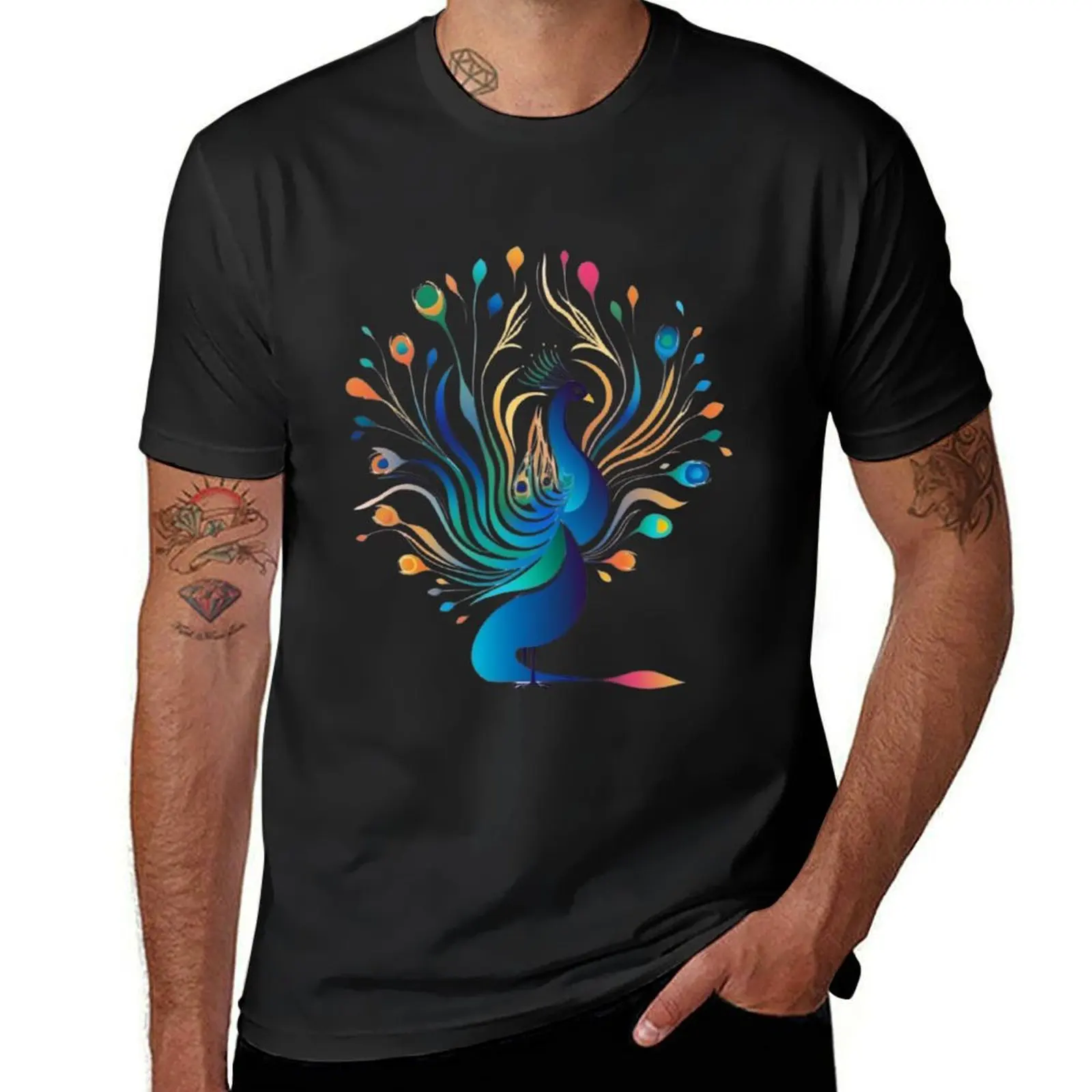 Peacock T-shirt tops summer top vintage clothes customizeds mens white t shirts