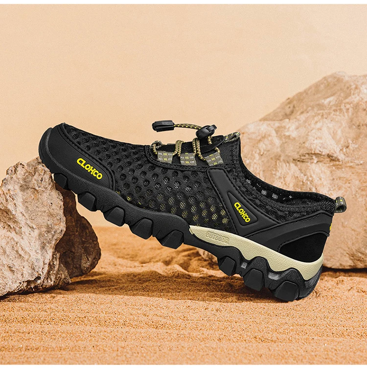 CLOHOO Mesh Shoes Thick Rubber Sole Handmade Cold Glue Casual Outdoor Sports Men's Shoes Breathable Comfortable Summer Sandals