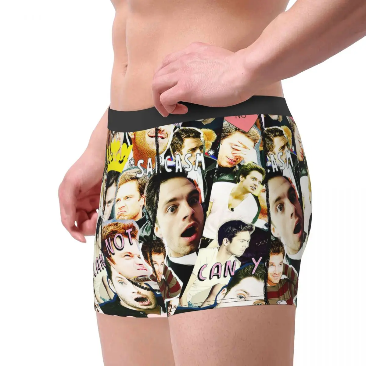 Printed Boxer Sebastian Stan Collage Actor Shorts Panties Briefs Men Underwear Polyester Underpants for Male S-XXL