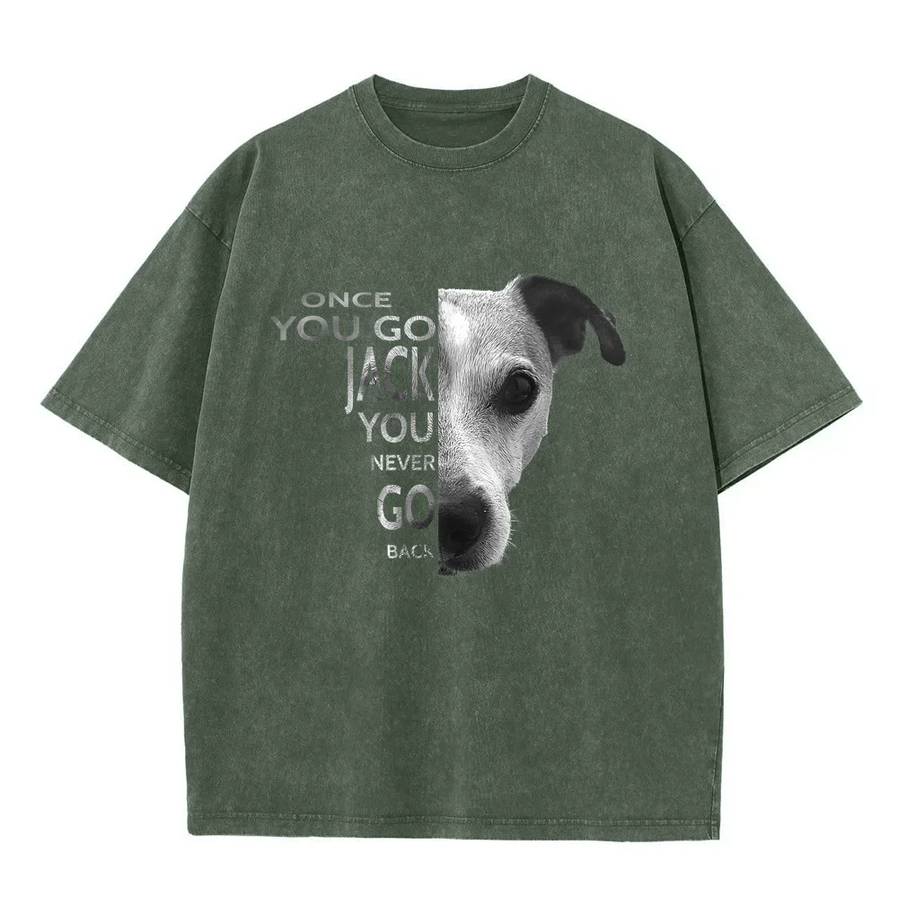 Once You Go Jack Russell Terrier Shirt Gift for Dog Lover T-Shirt Men's Clothing Freeshippings Items Daily Puppy Fan Cotton T