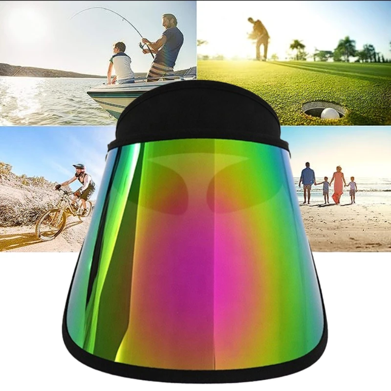 Sun Hat Mirror Bling Full Face for Women Men Winter UV Protect Waterproof Outdoor Vacation Beach Empty Top Golf Cap beach  cap