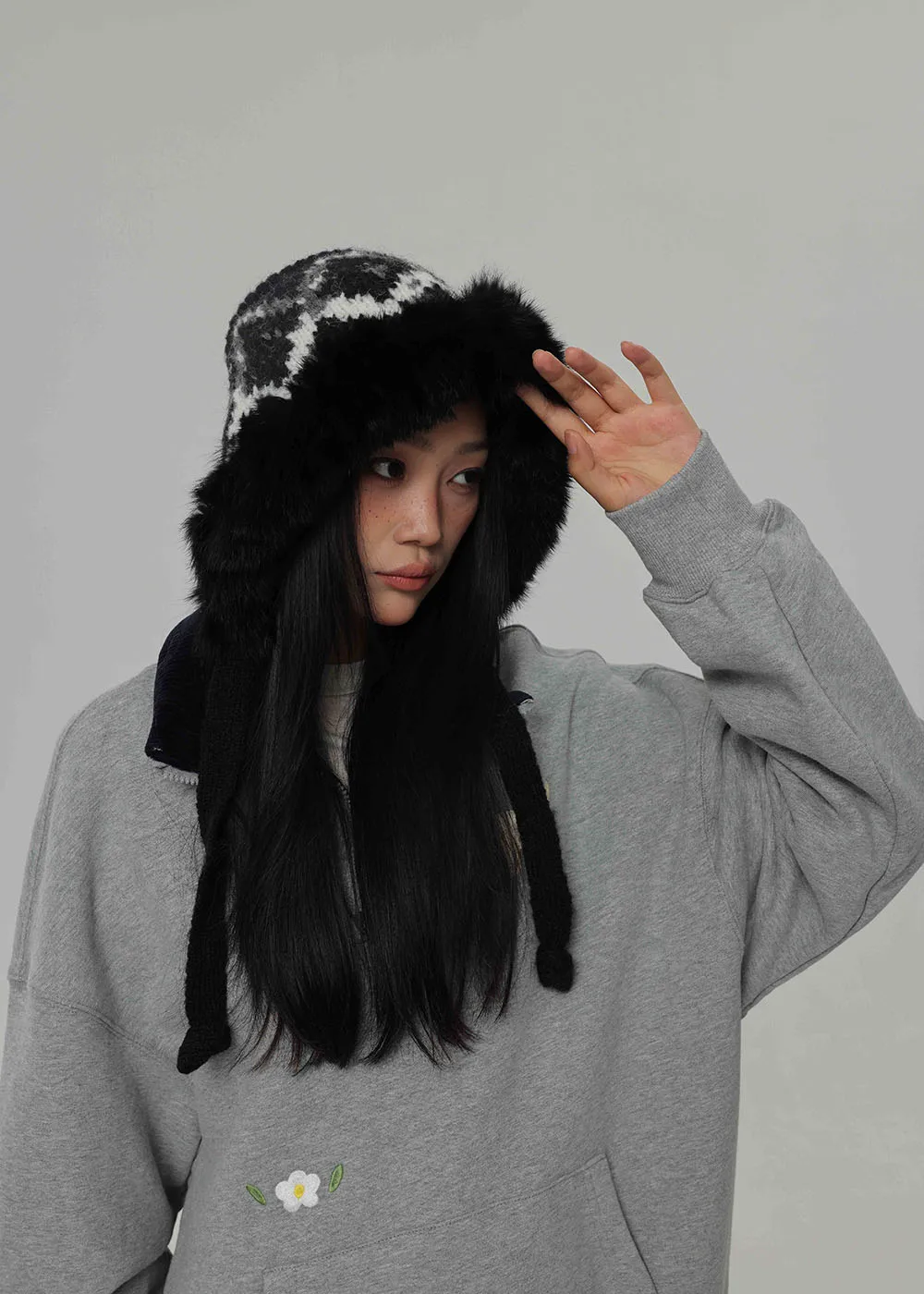 2024 أرنب الفراء الشتاء بالاكلافا القبعات للرجال والنساء للجنسين محبوك مقنعين قبعات في الهواء الطلق دفئا الرباط القبعات بيني قبعة #5