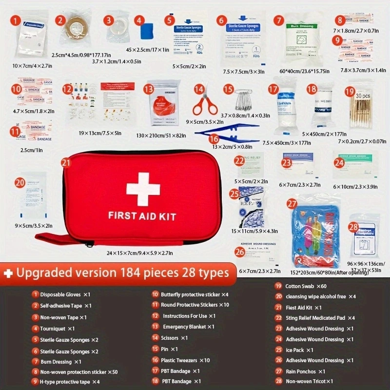 184pcs Emergency First Aid Kit 2