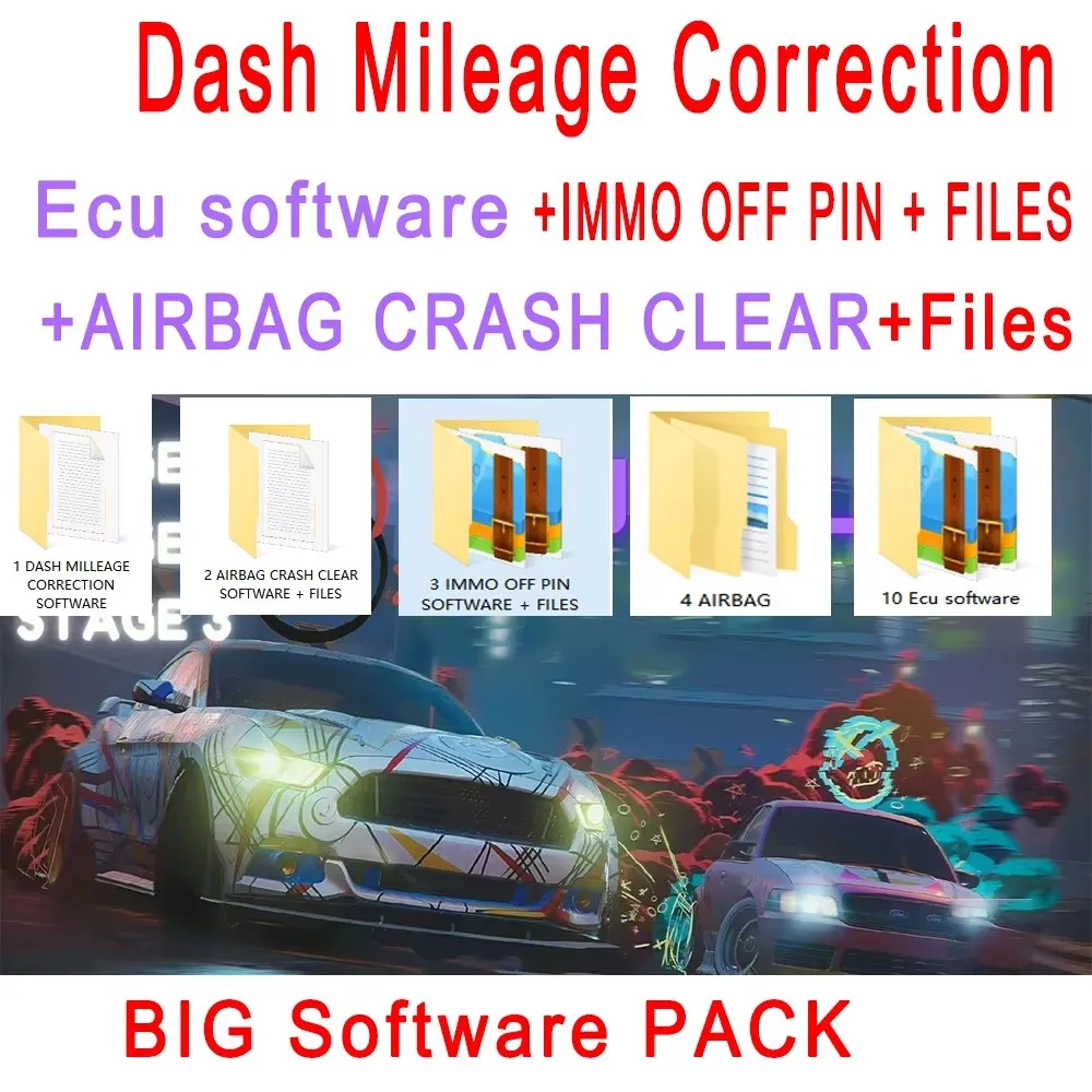 

IMMO OFF SOFTWARES + DASH MILLEAGE CORRECTION + AIRBAG CRASH CLEAR/ TOTAL 32 GB Package of Car Software Ecu Programming Package