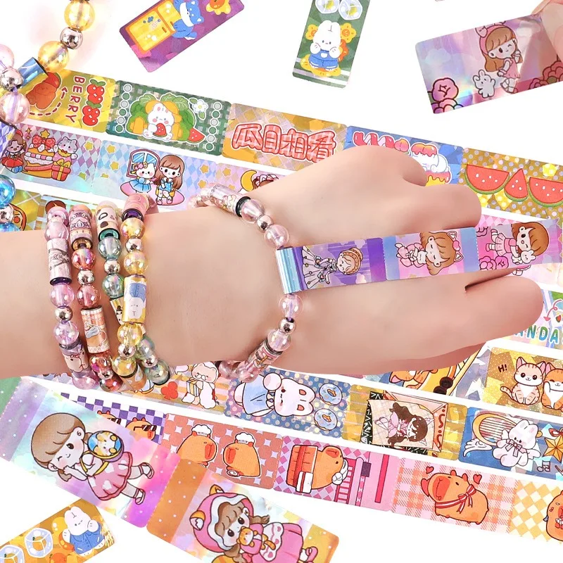 

STICKI Rolls Sticki Bands With Booklet-Wearable or Shareable Sticker Bracelet Includes 50-140 Mini Stickers Creative Stationery