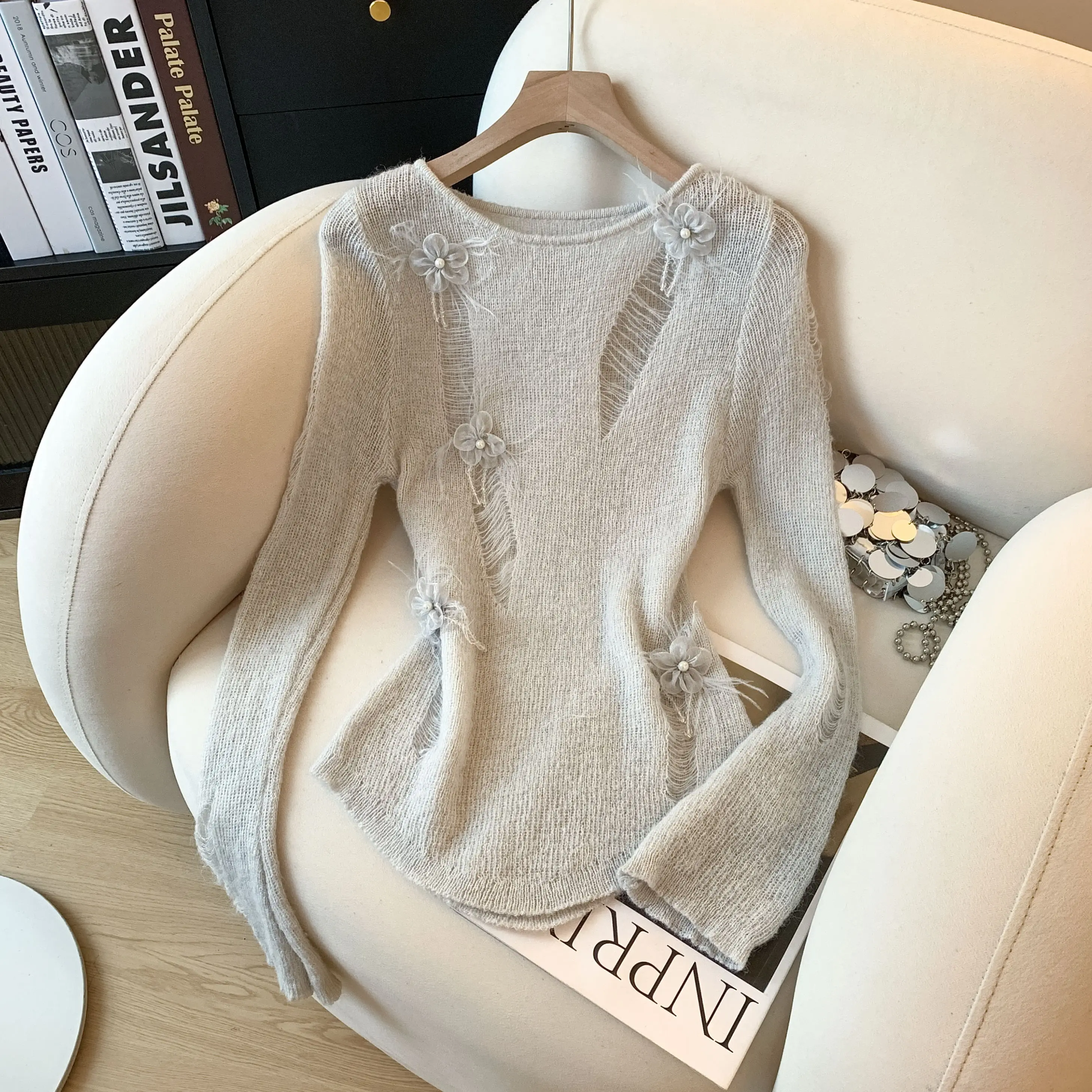 

Sweaters Jumpers Pullovers Womens Women Knit Backless Knitwear Solid BF Y2K Business Meeting Professional Modern Simple Autumn