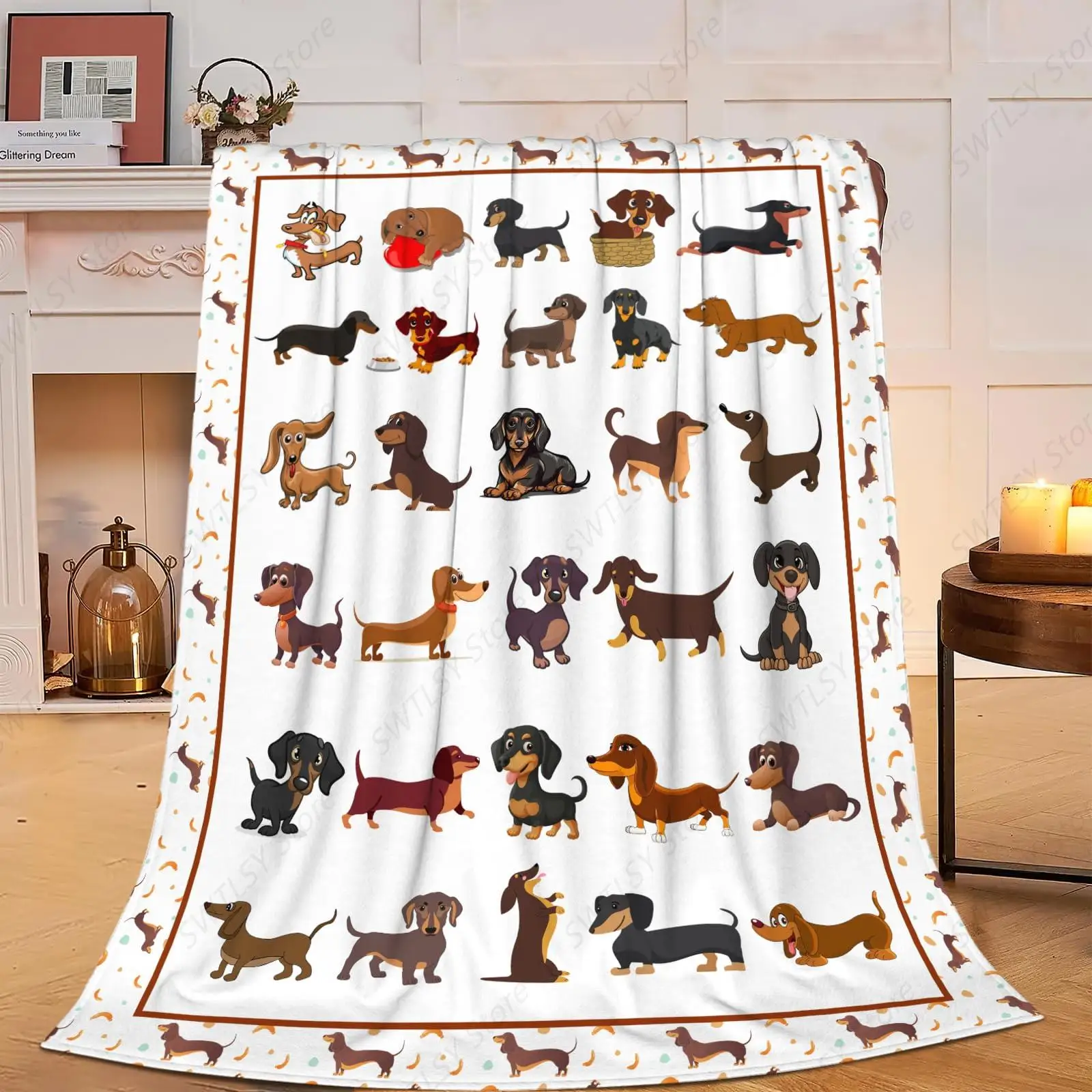 Dachshund Blanket Super Cozy Soft Weiner Dog Throw Blanket Warm Plush Fluffy Daschund Stuff Gifts for Women Girls Fleece Flannel
