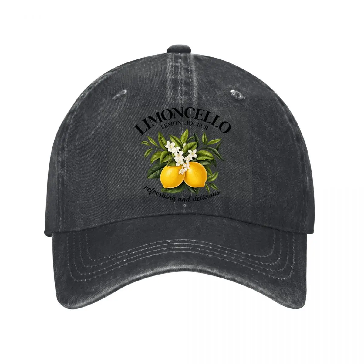 Limoncello Lemon Liqueur Refreshing Delicious Citrus Blossom Graphic Washed Baseball Cap Outdoor Hat