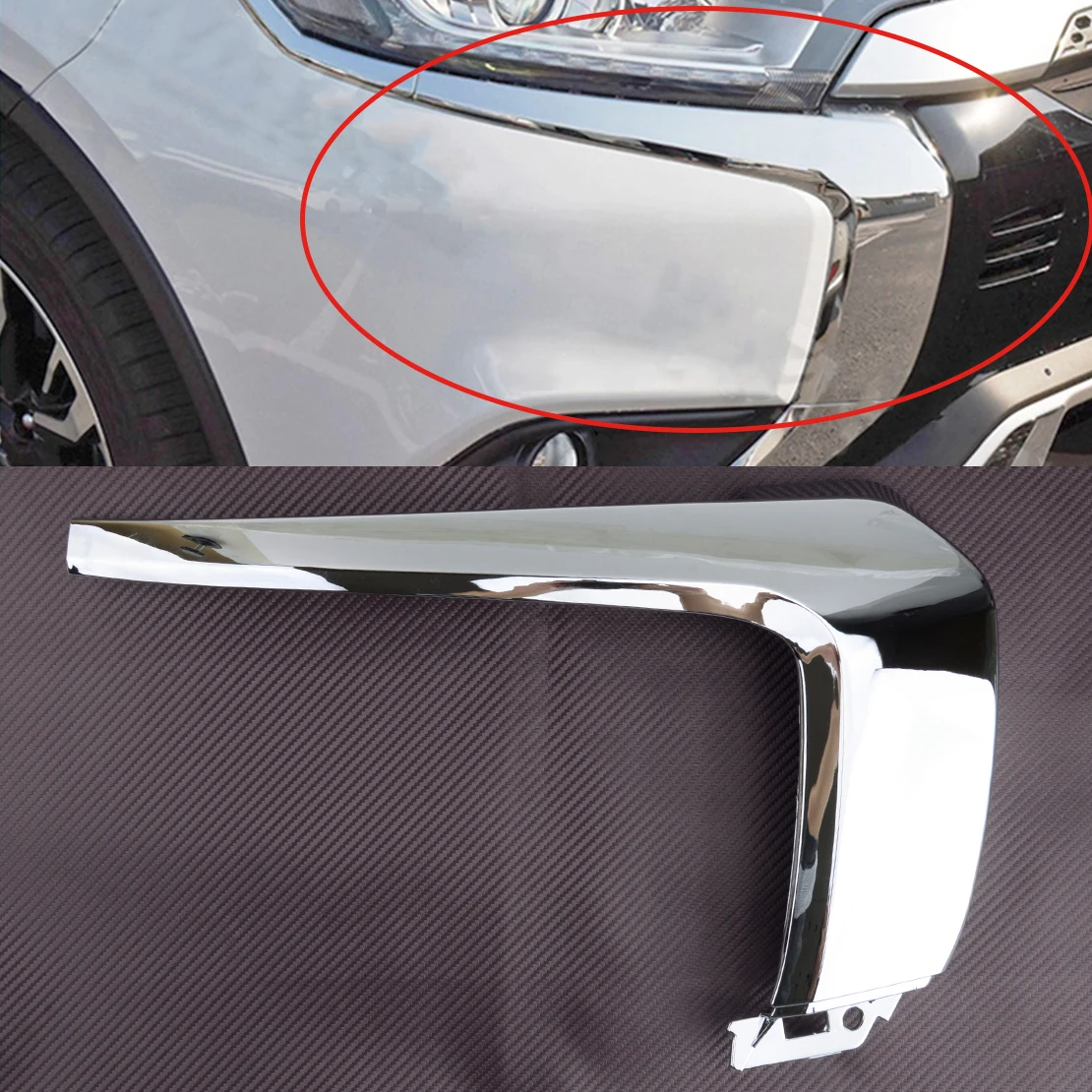 Car Front Right Center Chrome Bumper Cover Molding Trim Fit for Mitsubishi Outlander 2016 2017 2018 2019 6407A146