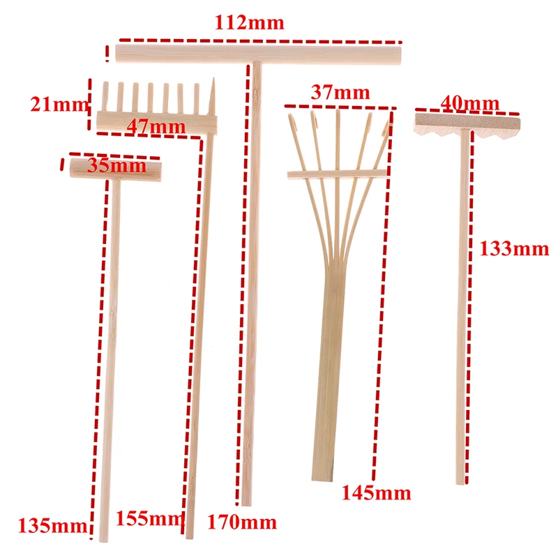 1/5 pçs mini ancinho de bambu para jardim zen areia mesa meditação feng shui decoração