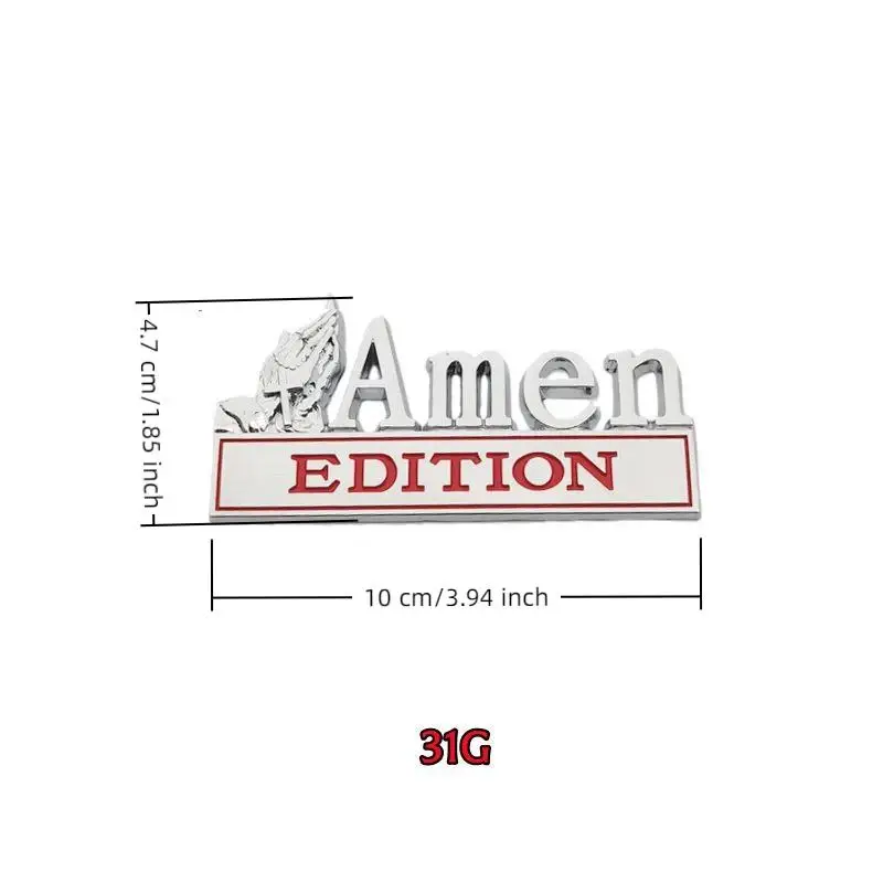 3D Metal Car Emblem Praying Hands Cross Faith Badge 4 Colors Amen Edition Auto Decal for  Car Owners