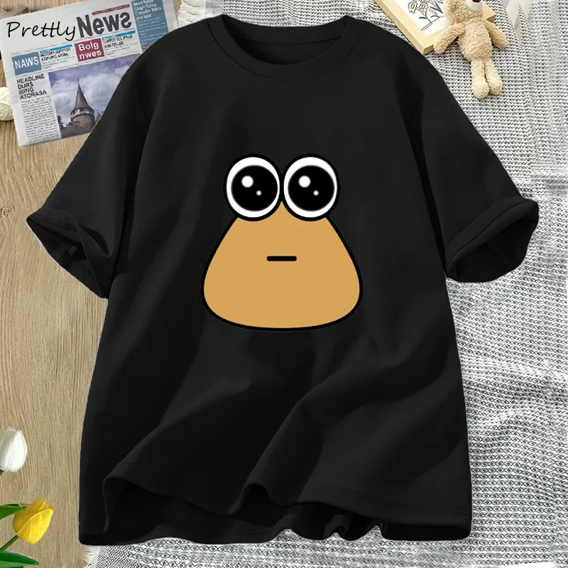 Hungy Pou Uwu Graphic Tees Funny Print Cotton Oversized Women Tops T-shirt Clothing Streetwear Short Sleeve Tee Shirt Tops