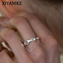 XIYANIKE Summer Zircon Chain Open Cuff Finger Rings for Women Girl New Korean Fashion Trendy Jewelry Gift Party кольцо ж