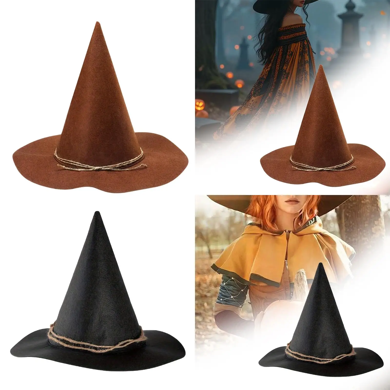 Halloween Witch Hat Prop Headgear Pointed Hat for Masquerade Festival Stage Show