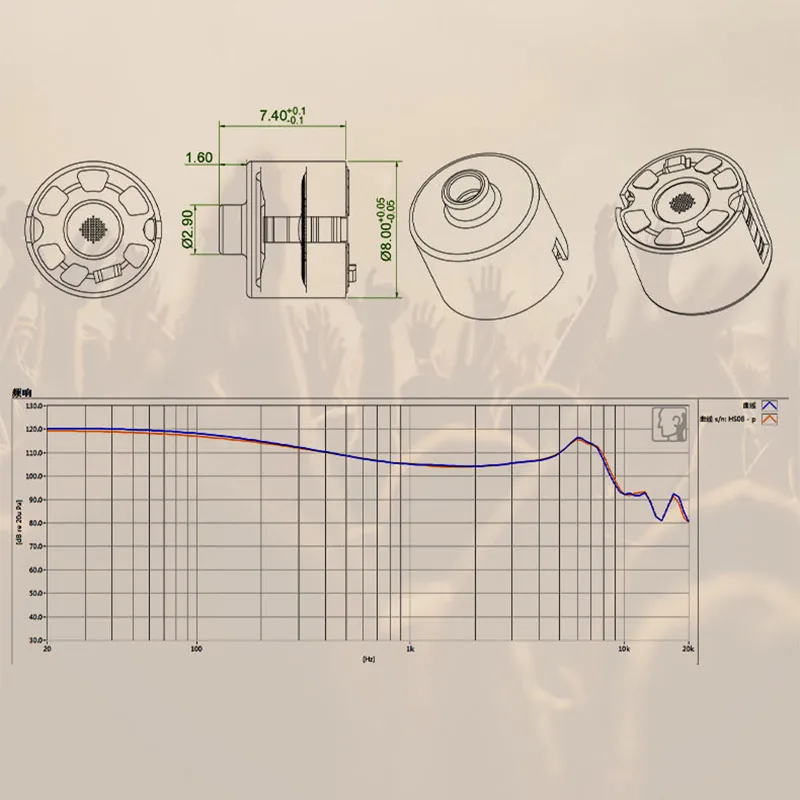 Bobina de voz dupla coaxial, 8mm, 16ohm, 3mw, diafragma cnt, ndfeb, magnético, gama de frequência completa, auscultador iem, unidade de altifalante com driver dinâmico