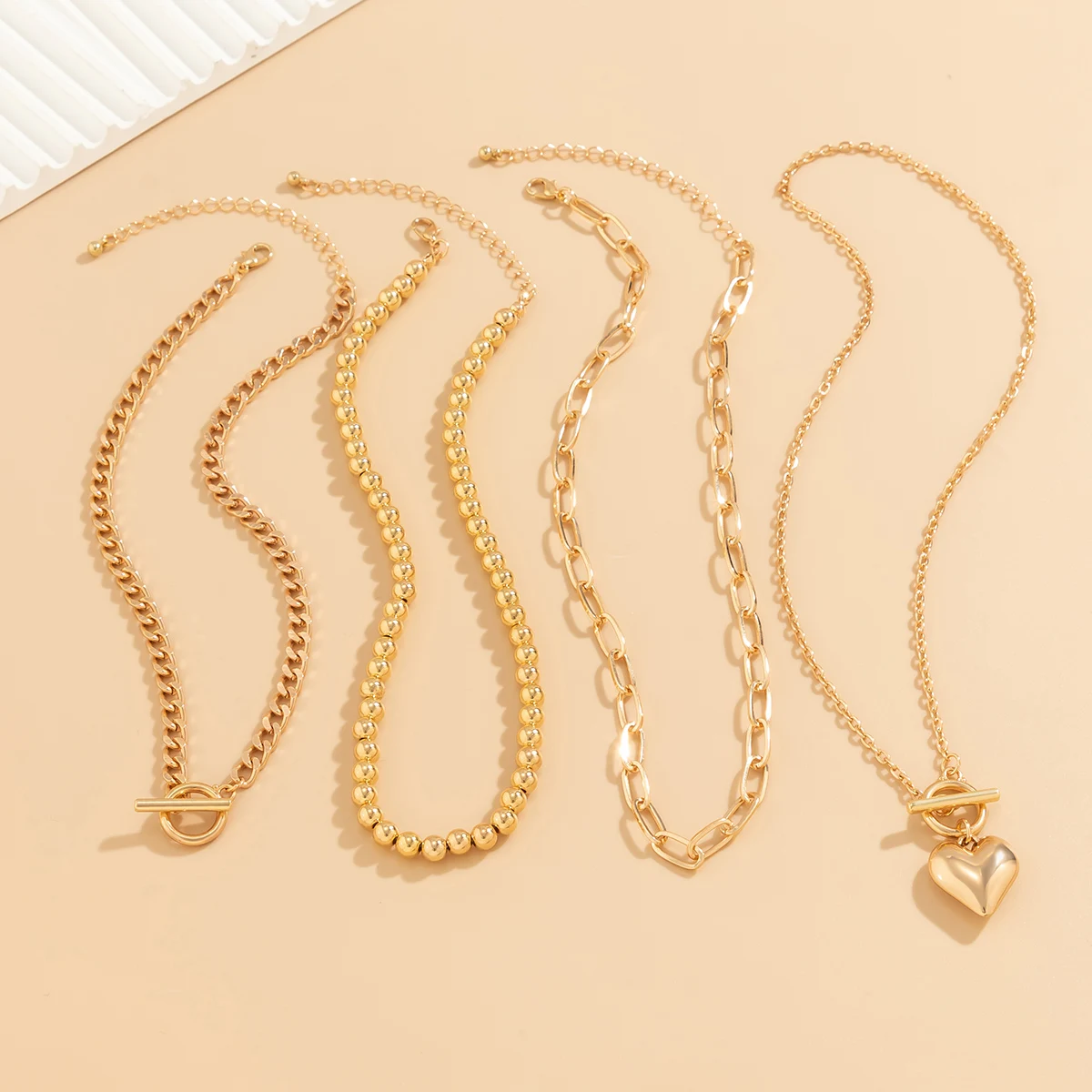 Lacteo Punk Multilayer Beaded Ball Chain Heart Pendant Choker for Women Necklace Collar Party Jewelry On The Neck Wedding Girls