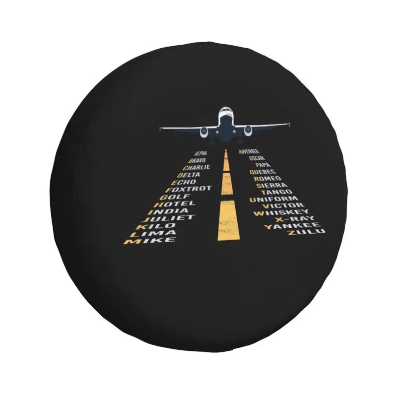 Phonetic Alphabet Pilot Cadet Airplane Spare Tire Cover for Jeep Aviation Plane SUV RV Camper Car Wheel Protectors Accessories