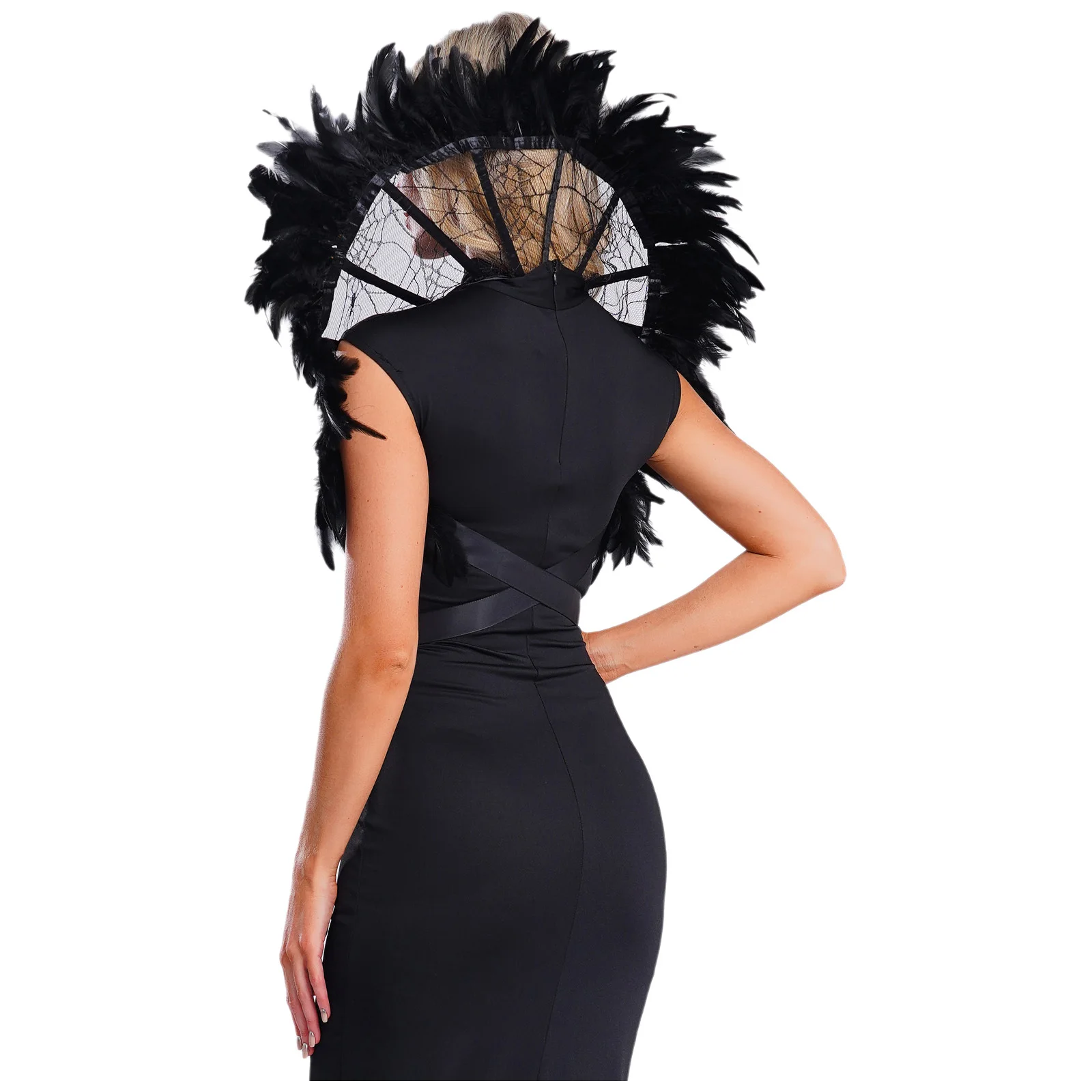 Accessorio per costume da collare da vampiro con colletto da vampiro, colletto rialzato disossato, unisex adulto, donna, uomo, Halloween