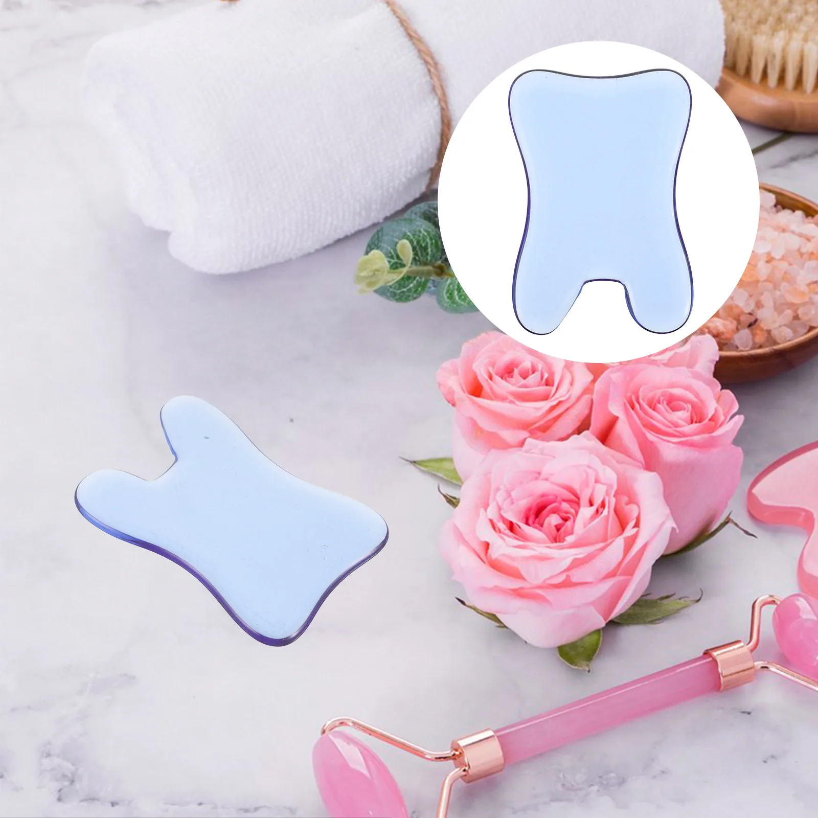 

Blue Crystal Gua Sha Facial Tool for Deep Massage and Puffiness Reduction Handpolished Scraping Plate for Daily Skin Care