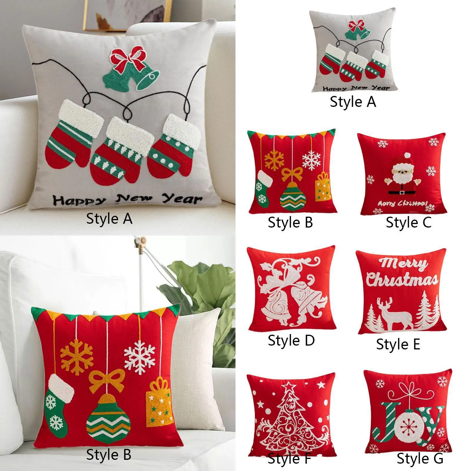 Christmas Pillow Cover Pillowcase Xmas Gift Square Decorative Cushion Cover 18x18 for Car Holiday Winter Couch Farmhouse