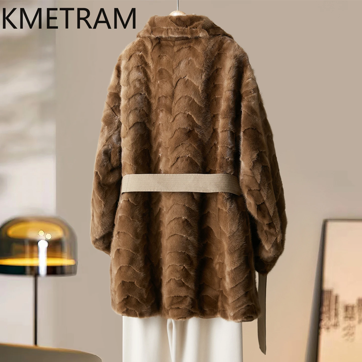 معطف فرو المنك الطبيعي من KMETRAM معطف نسائي متوسط الطول من الفرو الحقيقي لشتاء 2025 ملابس نسائية أربعة نسائية #2