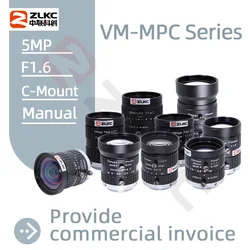 ZLKC Obiettivi per fotocamere industriali 5MP C Mount 2/3 pollici CMOS F1.6 Iris manuale grandangolare 4mm 5mm 6mm 8mm 12mm 75mm Obiettivo a fuoco fisso