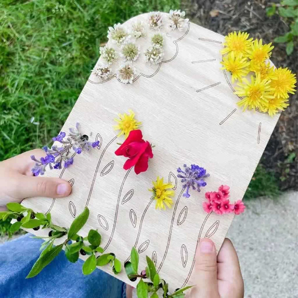 Brand New Wooden Flower Stand Frame Plate 14.8*19.8cm Explore Nature Hand-eye Coordination Logical Thinking Training