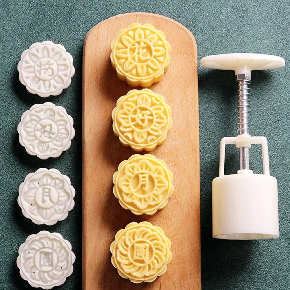 

Kitchen Accessories 50g Mooncake Mold Plastic 3D Pattern Cookie Cake Mould Mini Non-stick Hand Pressed Mould Chocolate Dessert