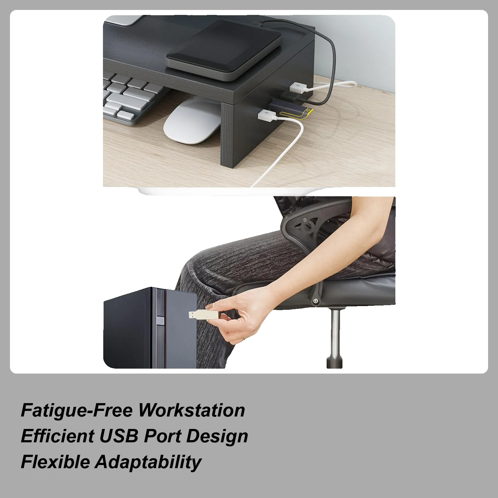 Monitor Height Stand 4 USB Ports Monitor Stand Riser Ventilation Shelf Booster Office Printer Stand Computer Monitor Riser