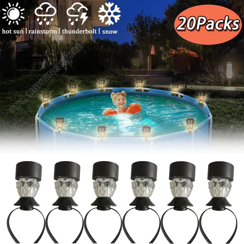 

20 Packages Lamp Solar Pool Light Frame on The Ground for Swimming Pool Outdoor Pool Fence Decorative Accessories Waterproof LED