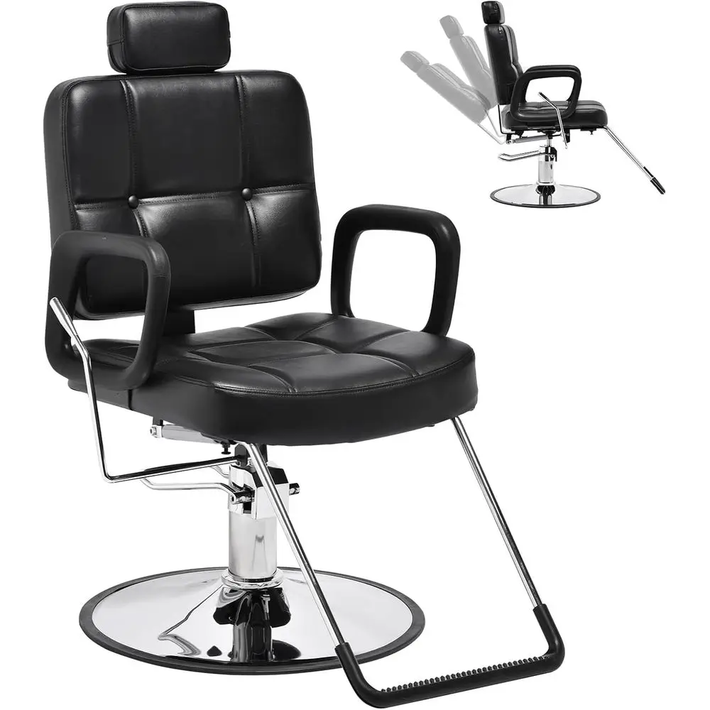 

Barber Reclining Chair with rest - Heavy Duty Hydraulic Pump Height Adjustable,360°Swivel ,Max Load Weight 440 Lbs,Beauty Sn Spa