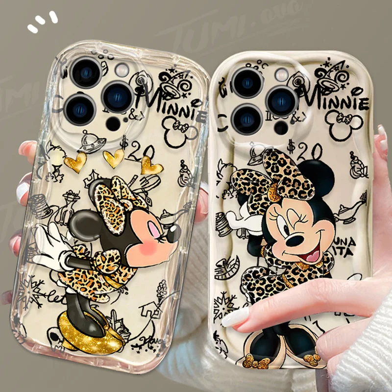 Disney Minnie Mouse 3D Wave Case For iPhone 15 14 13 12 11 Pro Max X XR XS 8 7 6 6S Plus SE 2020 Shockproof Clear Back Cover