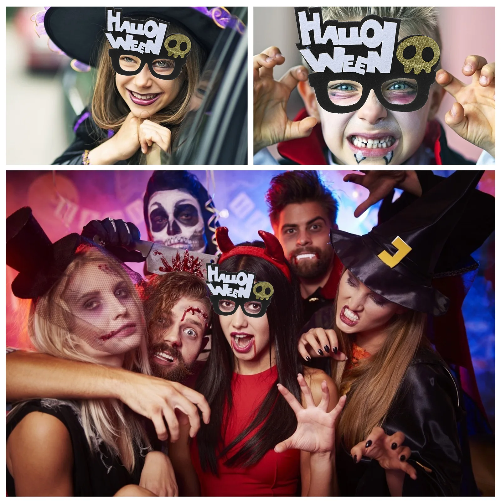 

Halloween Skull Glasses Lightweight Comfortable Plastic Festival Party Funny Eyeglasses Props Cosplay Decoration