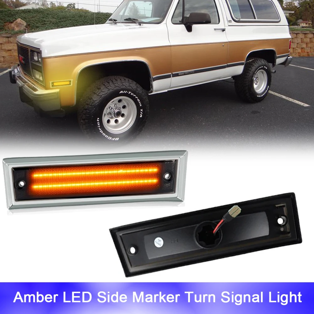 2x Car Front Fender Side Marker LED Turn Signal Lights For GMC Jimmy Suburban R1500 R2500 V1500 V2500 Chevy K5 Blazer Amber