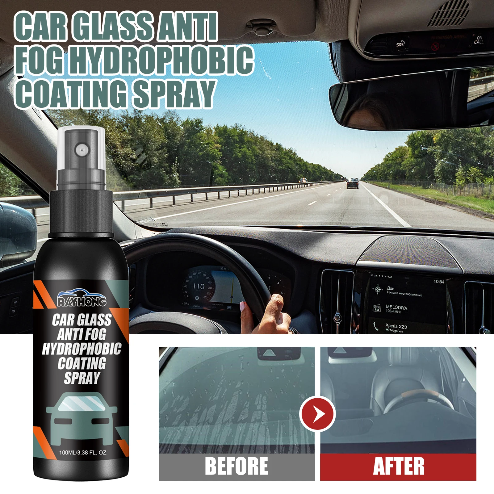 Tesla Glass Anti-Rain Spray Auto Water repellent Coating Agent Wodoodporny, przeciwdeszczowy, przeciwmgielny środek do czyszczenia szyb Auto