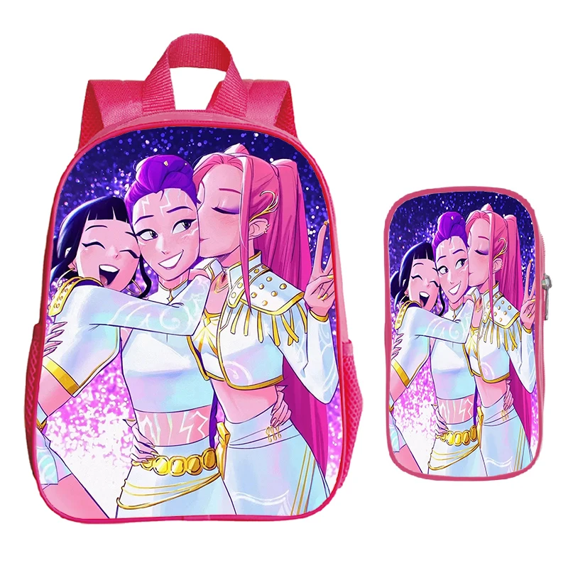 2 Stuks Set K-Pop Demon Hunters Rugzak Met Etui Baby Meisje Kleuterschool Rugzakken Kinderen Schooltas Leuke Cartoon Boekentas gift
