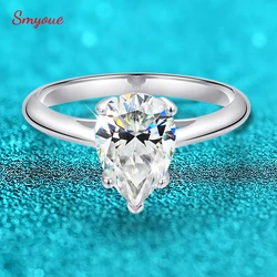 Smyoue 7*10mm 2ct Pear Cut D Color Moissanite Solitaire Rings for Women 100% 925 Sterling Silver Couple Jewelry Valentine Day