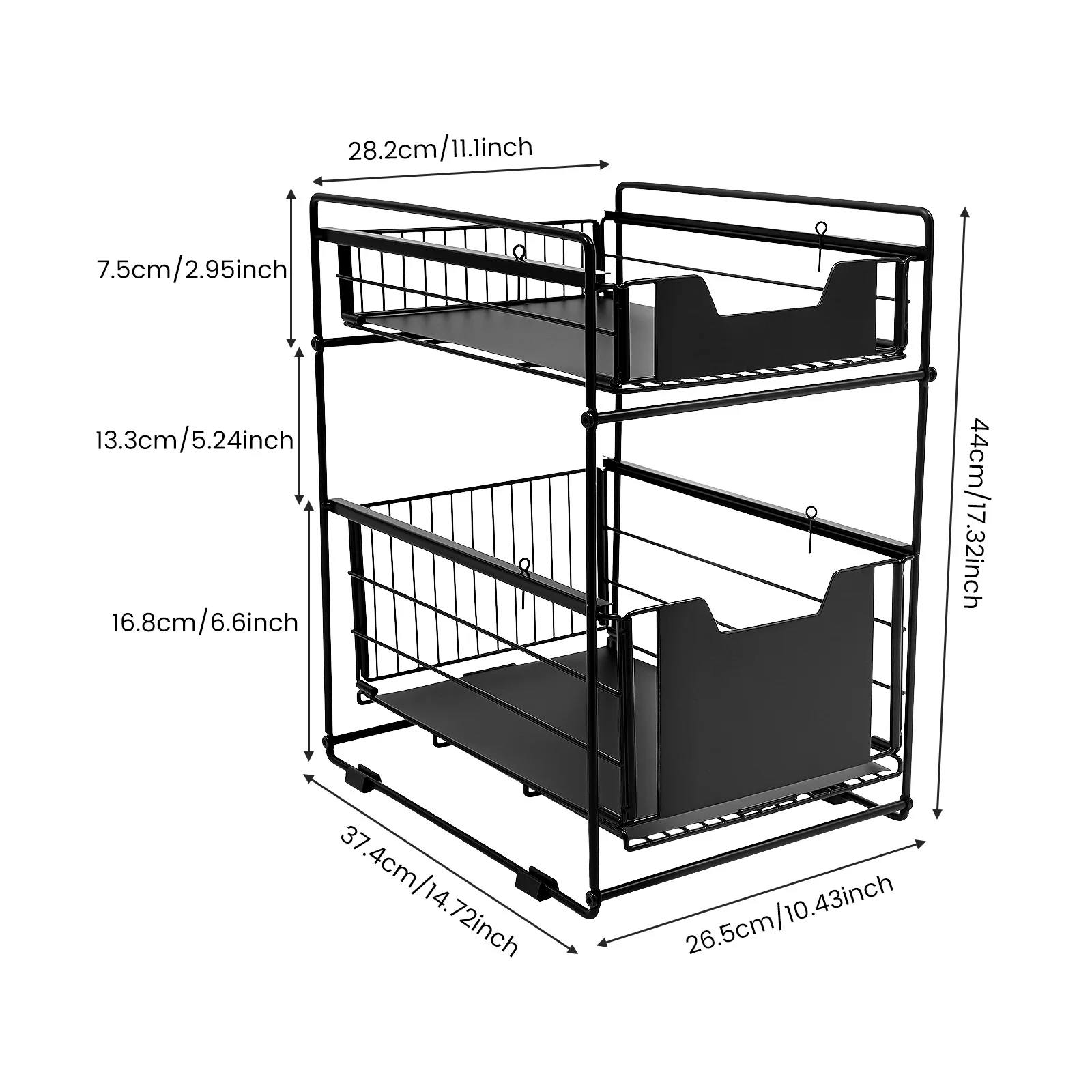 Black 2 Tier Storage Rack Kitchen Organizer