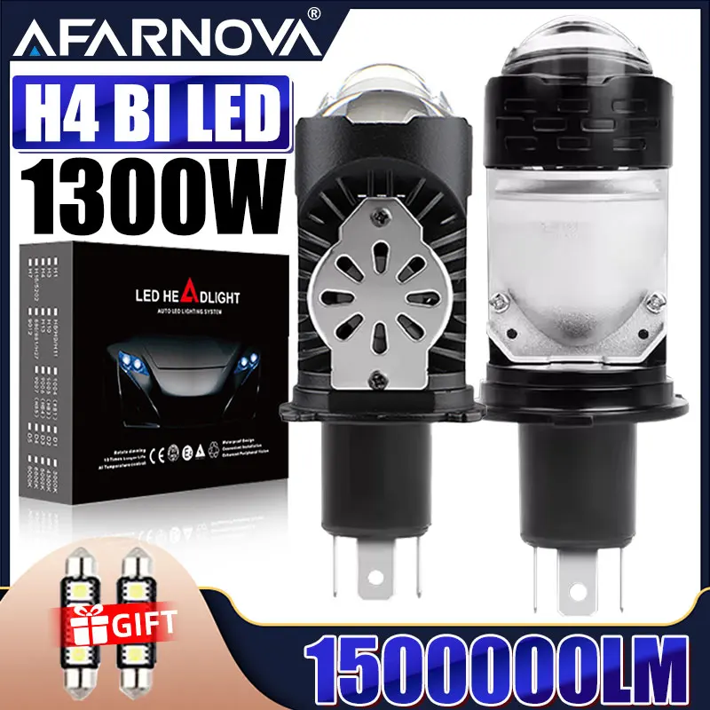 H4 led lente do projetor carro motocicletas farol lâmpadas 6000k branco hi/lo feixe laser bi modo canbus ip68 tempo extremo-40 ℃ ~80 ℃