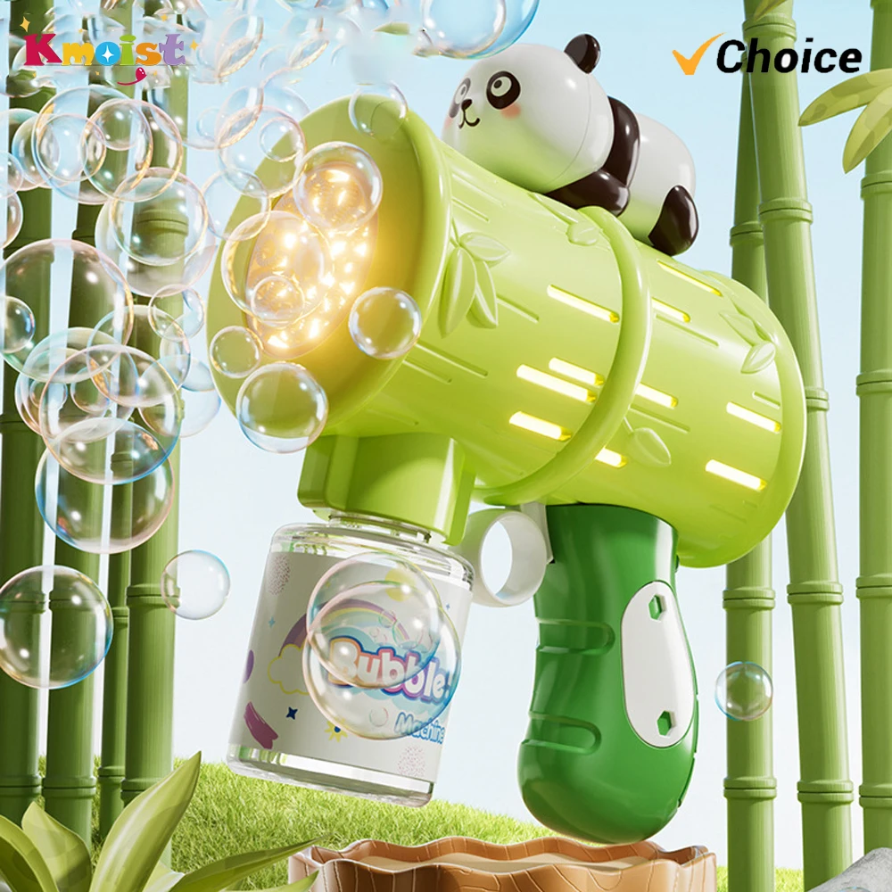 Arma de bolha infantil totalmente automática Panda, Soap Blower, Maker Pomperos, brinquedo soprando, brinquedos de festa ao ar livre, presentes para