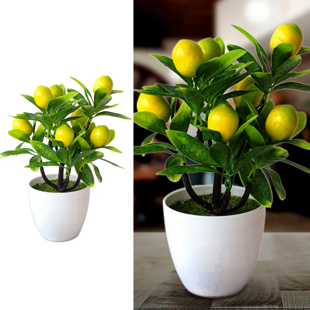 Artificial Fruits Lemon Tree Simulated Bonsai Home Decoration Potted Plant Living Room Ornament Fake Tree Artificial Plants