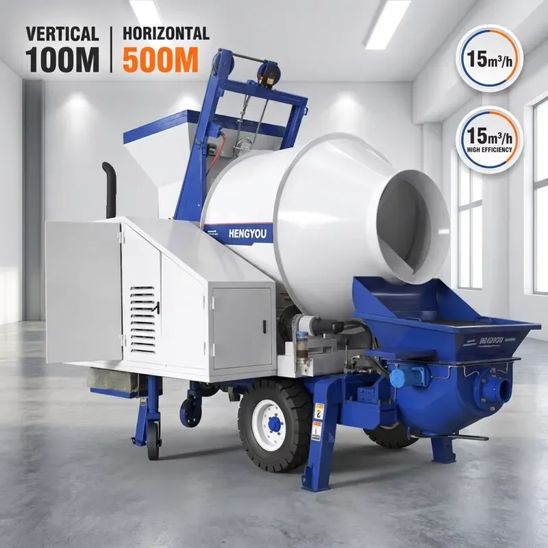 2026 CE Portable 100m High Reach Concrete Mixer with Pump 30m3/h Mobile Cement Mixer for High-Rise Building