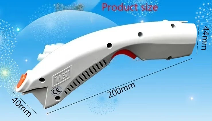 Przemysłowe nożyce elektryczne do cięcia dywanów, plastików i innych materiałów.