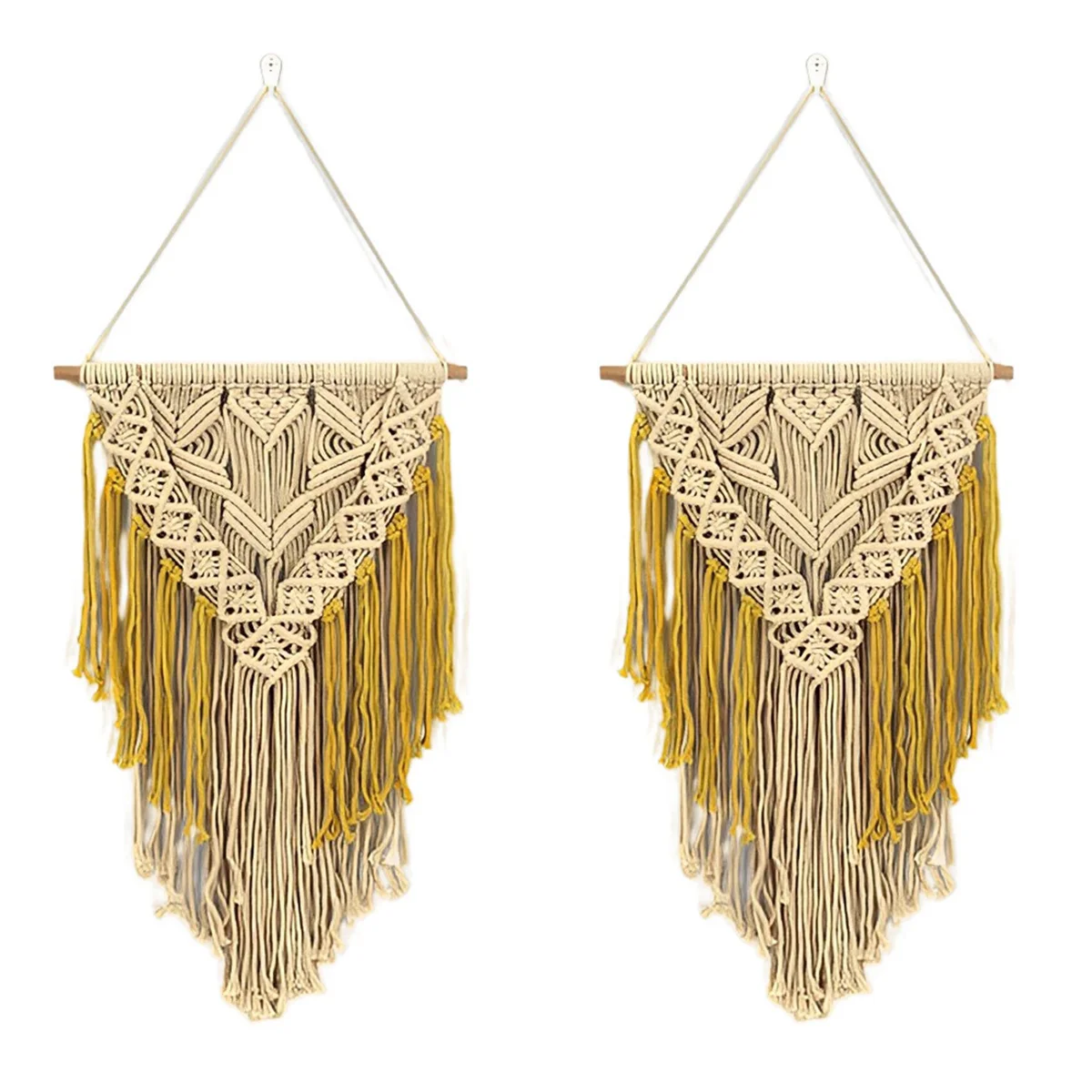 

2X Cotton Wall Decoration Macrame Wall Hanging Tapestry Hand Woven Simple Boho Style for Room