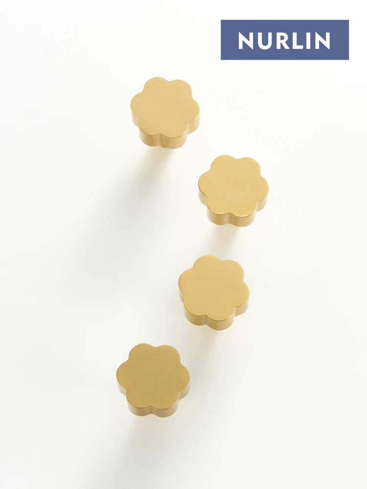 Nurlin Solid Brass Hexapetalous Flower Elegant Thickened Cabinet Knobs Furniture Handle Wall Clothes Cap Hook Available