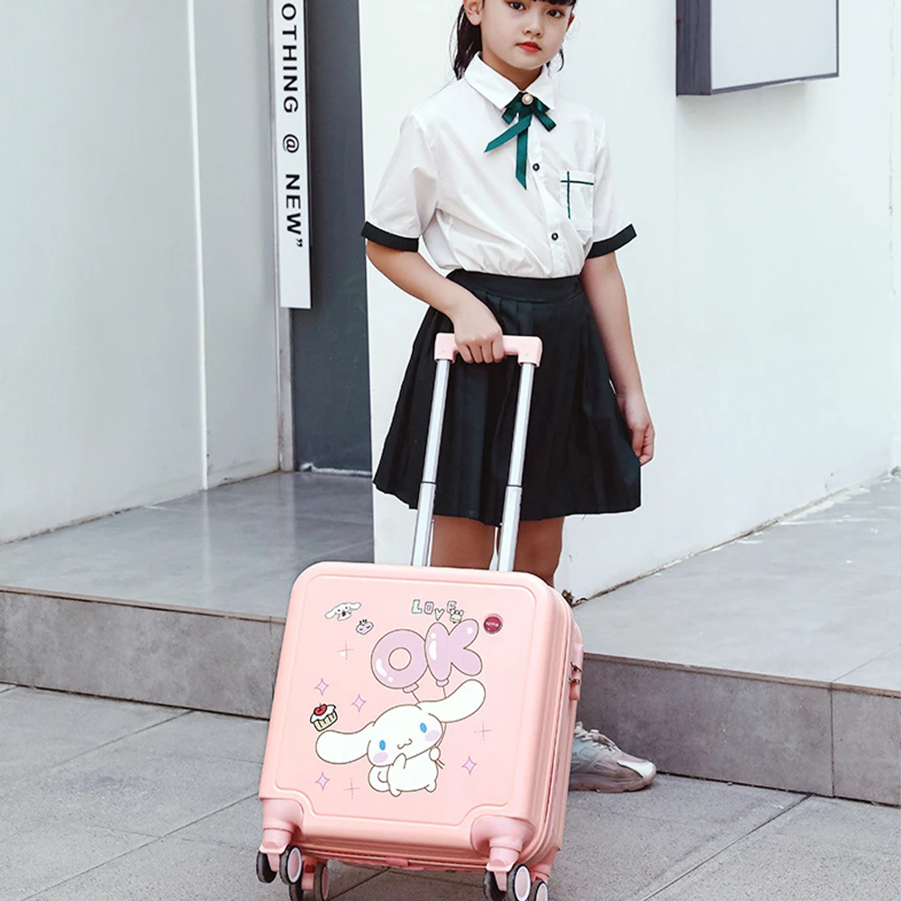 Cartoon Sanrioed Cinnamoroll Suitcase 20 Inches Trolley Case Anime Kuromi My Melody Mute Universal Wheel Student Travel Storage