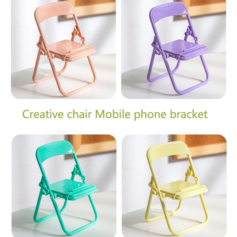 Soporte plegable multifuncional para teléfono móvil, Base de escritorio de dibujos animados, decoración de silla de caramelo, soporte perezoso para IPhone, Samsung, Huawei