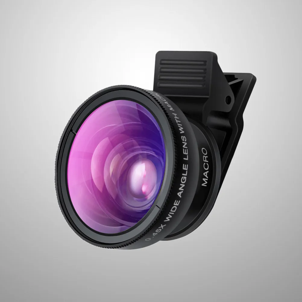 

Phone Lens 0.45x Wide Angle 12.5x Macro Black Detachable Clip Universal Compatible for Smartphone Macro Photography No