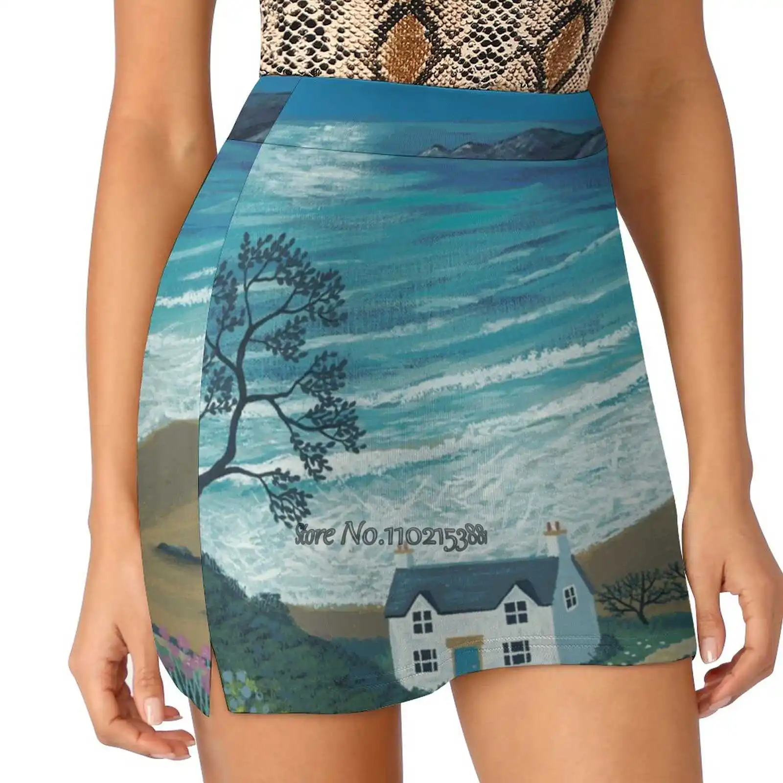 The Path To Moonlight Bay S-4Xl Tennis Skirts Golf Fitness Athletic Shorts Skirt With Phone Pocket Night Sea Seascape Moon